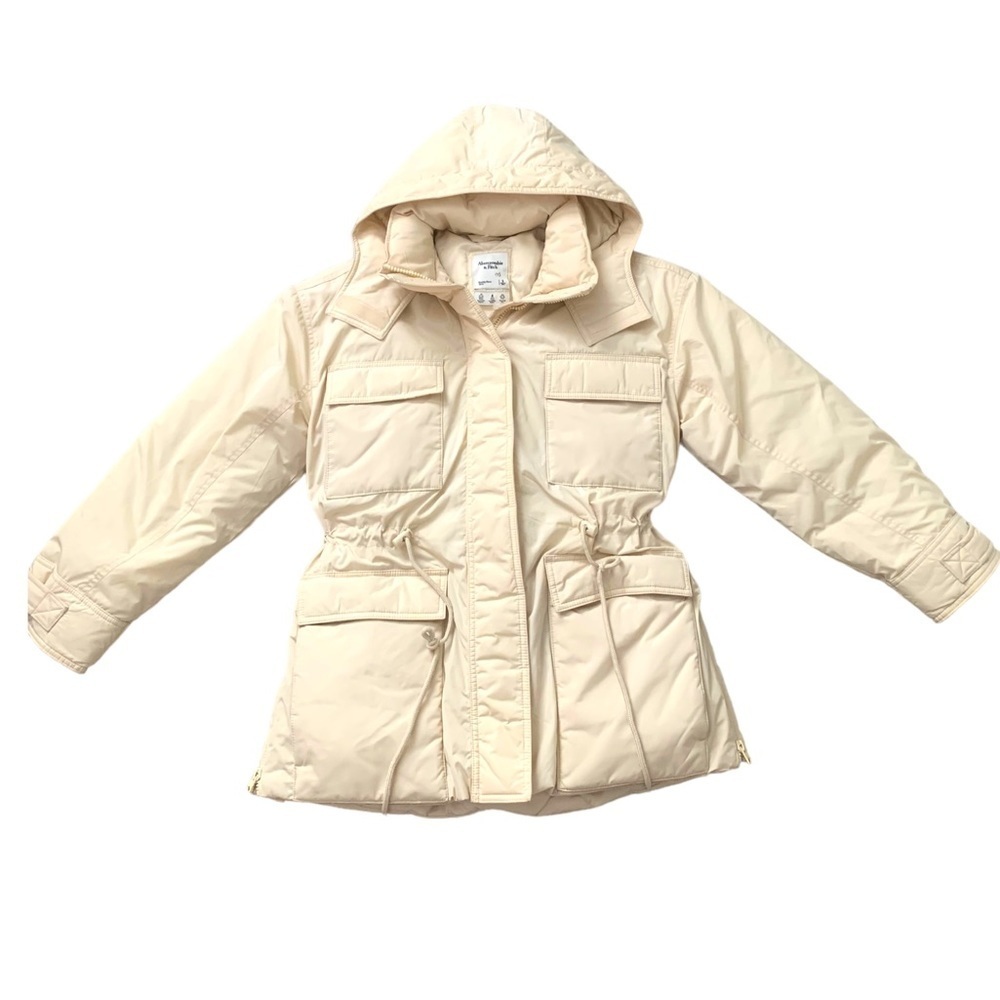 Abercrombie & Fitch Air Cloud Mid Puffer in Cream. Size Small. Like New. - Picture 4 of 10